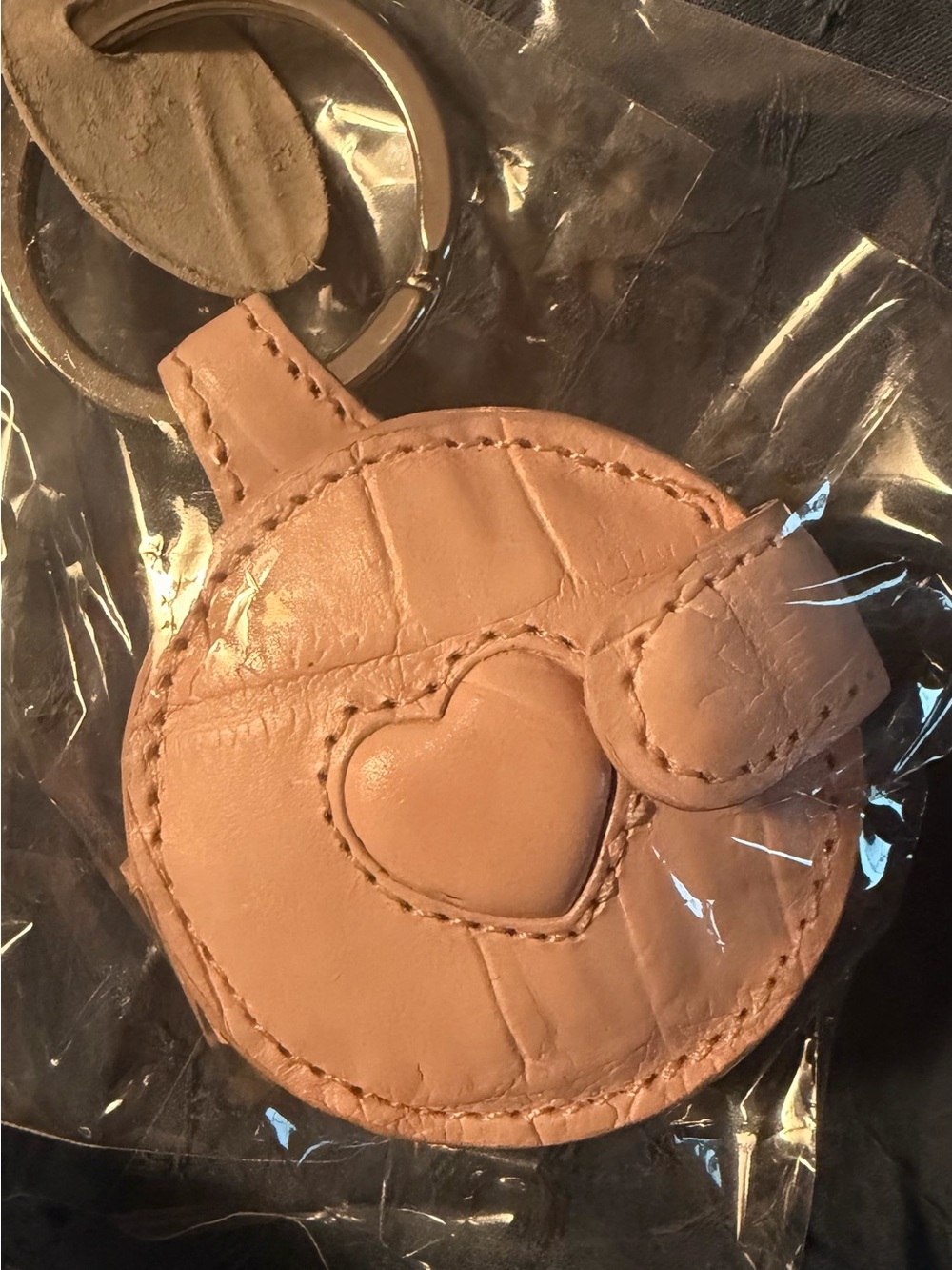 Brighton Pink Heart Leather Keychain Charm